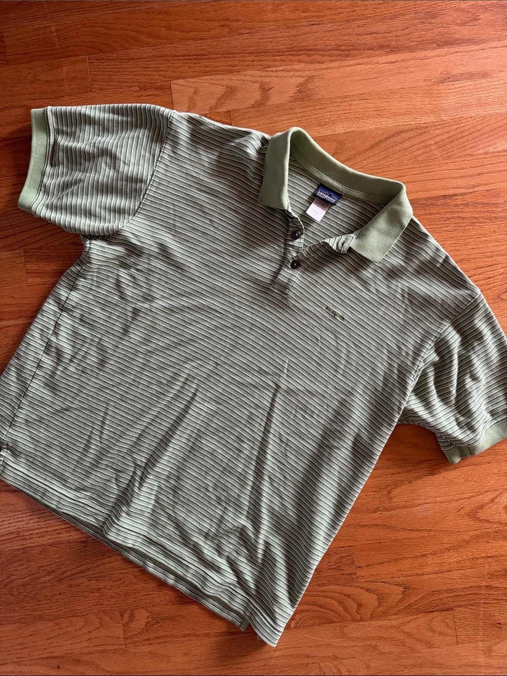 Patagonia Organic Cotton Men's Lime Green Striped Polo